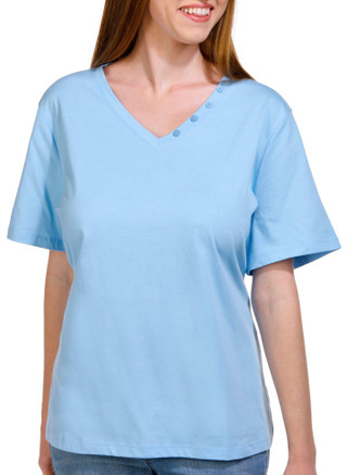 Thumbnail 1: Coral Bay Coral Bay Petite Solid 3/4 Sleeve Henley Top 