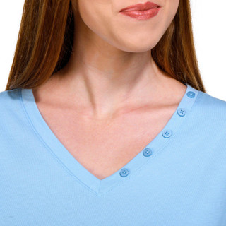 Thumbnail 3: Coral Bay Coral Bay Petite Solid 3/4 Sleeve Henley Top 