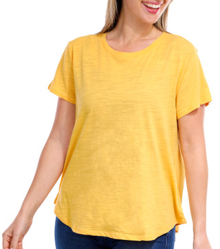 Thumbnail 1: Blue Sol Blue Sol Petite Solid Short Sleeve Luxey Scoop Top 