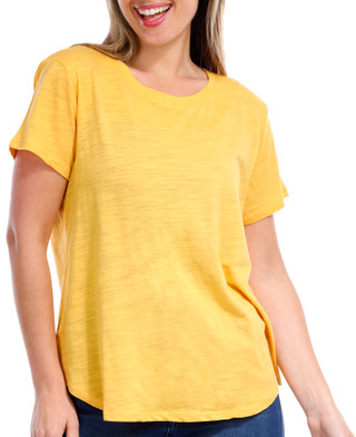 Thumbnail 3: Blue Sol Blue Sol Petite Solid Short Sleeve Luxey Scoop Top 