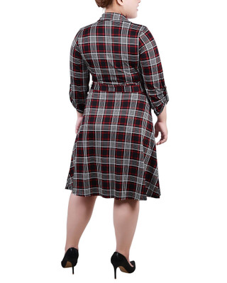 Thumbnail 2: NY COLLECTION NY Collection Plus 3/4 Sleeve Roll Tab Shirtdress 