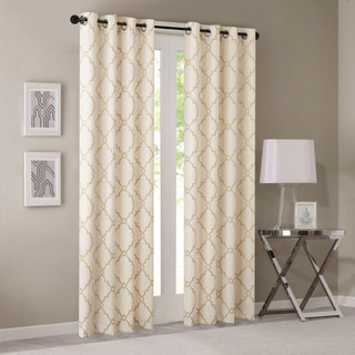 Thumbnail 3: Madison Park Madison Park Saratoga Fretwork Print Window Curtain 