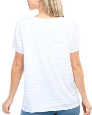 Thumbnail 2: Rafaella Rafaella Womens Solid Round Neckline Short Sleeve Top 