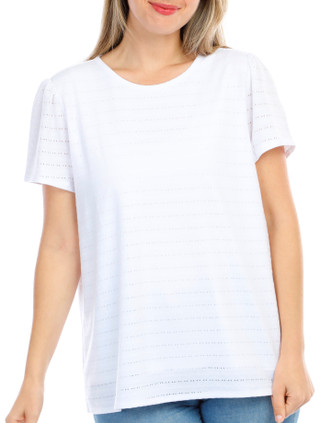 Thumbnail 1: Rafaella Rafaella Womens Solid Round Neckline Short Sleeve Top 