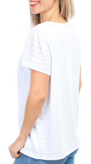 Thumbnail 3: Rafaella Rafaella Womens Solid Round Neckline Short Sleeve Top 