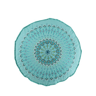 Thumbnail 1: Levtex Home Mirage Teal Embroidered Round Decorative Pillow 