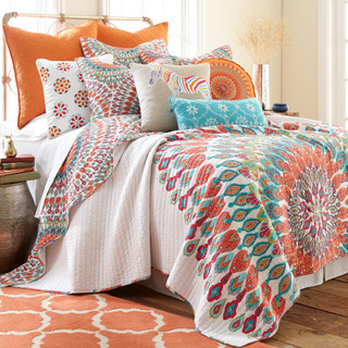 Thumbnail 1: Levtex Home Mirage Orange Reversible Quilt & Sham Set 