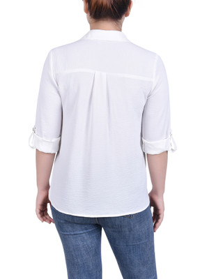 Thumbnail 2: NY COLLECTION NY Collection Petite Roll Tab Blouse 