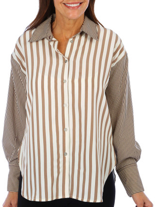 Thumbnail 4: Blue Sol Blue Sol Womens Striped Long Sleeve Buttoned Shirt 