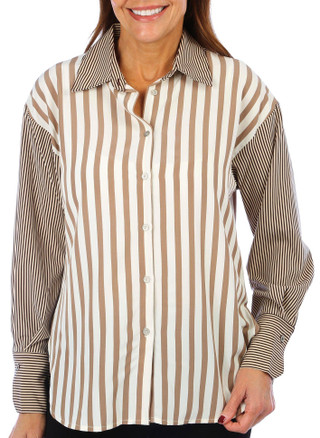 Thumbnail 1: Blue Sol Blue Sol Womens Striped Long Sleeve Buttoned Shirt 