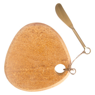 Thumbnail 2: Home Essentials Home Essentials 7 in. Sandstone Cheese Board and Spreader 