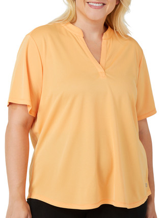Thumbnail 1: REEL LEGENDS Reel Legends Plus Solid Freeline Mandarin Short Sleeve Top 