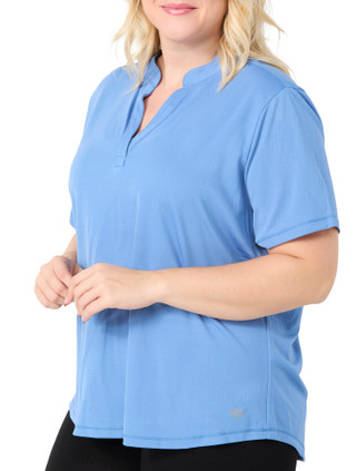 Thumbnail 2: REEL LEGENDS Reel Legends Plus Solid Freeline Mandarin Short Sleeve Top 