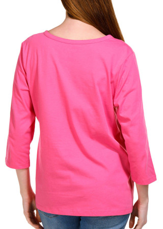 Thumbnail 2: Coral Bay Coral Bay Womens Solid 3/4 Sleeve Henley Top 