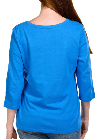 Thumbnail 2: Coral Bay Coral Bay Womens Solid 3/4 Sleeve Henley Top 