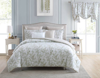 Thumbnail 1: Laura Ashley Laura Ashley Lindy 100% Cotton Comforter Bedding Set-Green 
