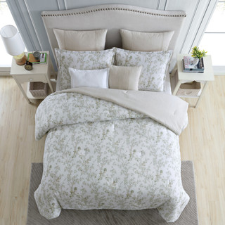 Thumbnail 8: Laura Ashley Laura Ashley Lindy 100% Cotton Comforter Bedding Set-Green 