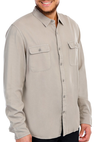 Thumbnail 3: Lucky Brand Lucky Brand Men's Solid Buttoned Long Sleeve Top 