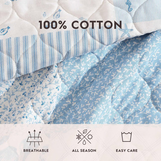 Thumbnail 23: Laura Ashley Laura Ashley Collens Coastal Patchwork Reversible Quilt Set 