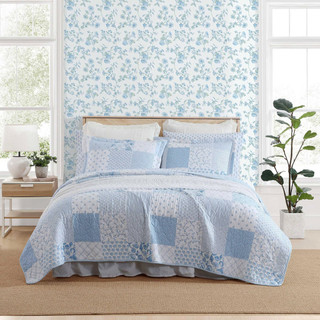 Thumbnail 3: Laura Ashley Laura Ashley Collens Coastal Patchwork Reversible Quilt Set 