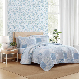 Thumbnail 4: Laura Ashley Laura Ashley Collens Coastal Patchwork Reversible Quilt Set 