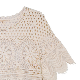 Thumbnail 4: REBELLION Rebellion Juniors Short Sleeve Crochet Crop Top 