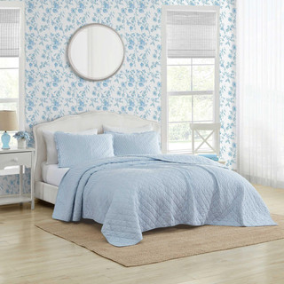 Thumbnail 4: Laura Ashley Laura Ashley Oxford Stripe Reversible Quilt Set 