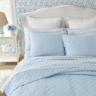 Thumbnail 15: Laura Ashley Laura Ashley Oxford Stripe Reversible Quilt Set 