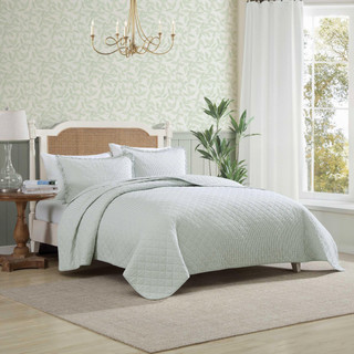 Thumbnail 2: Laura Ashley Laura Ashley Oxford Stripe Reversible Quilt Set 