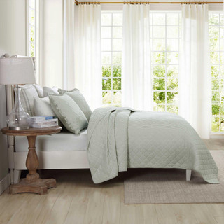 Thumbnail 4: Laura Ashley Laura Ashley Oxford Stripe Reversible Quilt Set 