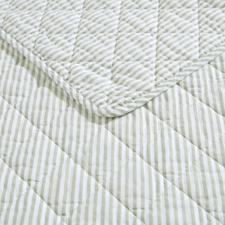 Thumbnail 8: Laura Ashley Laura Ashley Oxford Stripe Reversible Quilt Set 