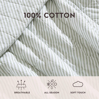 Thumbnail 9: Laura Ashley Laura Ashley Oxford Stripe Reversible Quilt Set 