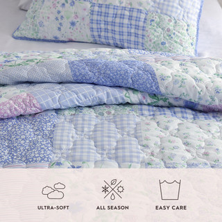 Thumbnail 14: Laura Ashley Laura Ashley Kids Parker Patchwork Reversible Quilt Set 