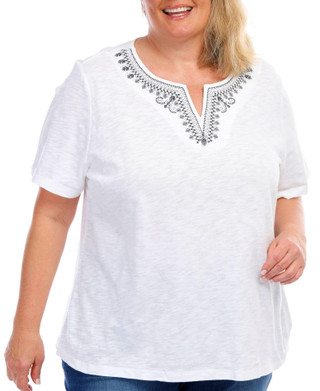 Thumbnail 4: Coral Bay Coral Bay Plus Short Sleeve Cross Stitch Top 