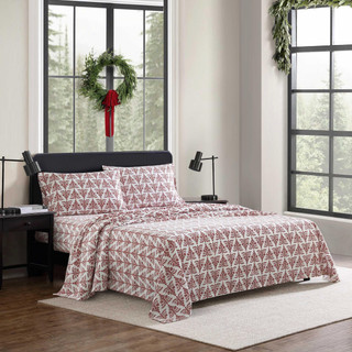 Thumbnail 2: Eddie Bauer Jolly Trees Flannel Sheet Set 