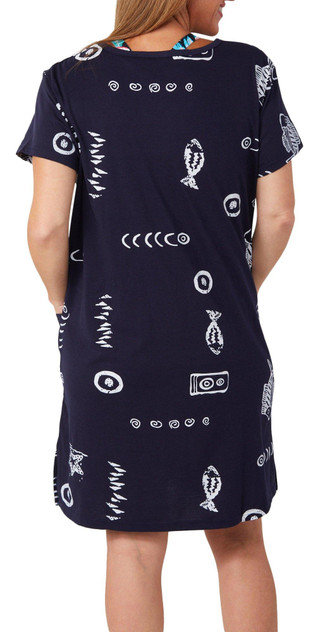 Thumbnail 2: In Gear In Gear Womens Short Sleeve Fish Print Swim Coverup 