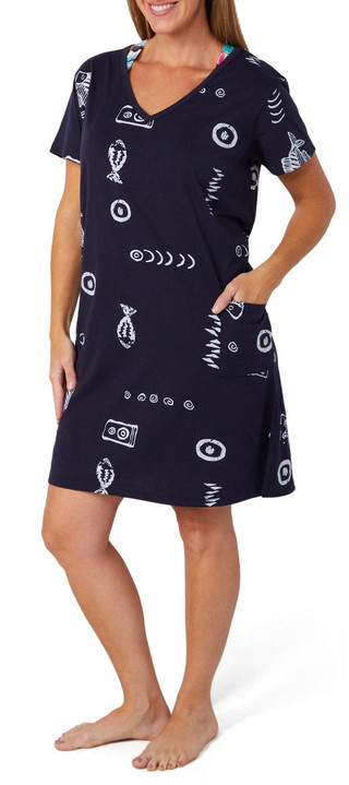 Thumbnail 3: In Gear In Gear Womens Short Sleeve Fish Print Swim Coverup 
