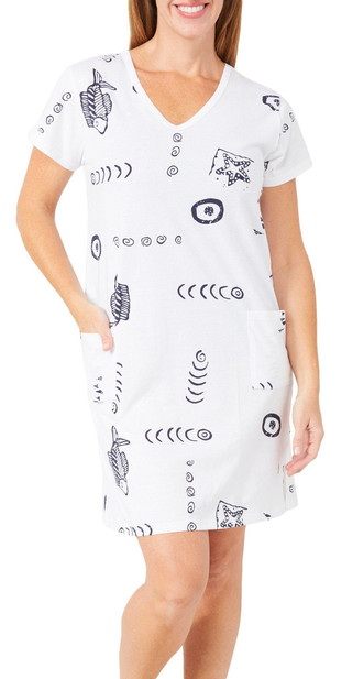Thumbnail 1: In Gear In Gear Womens Short Sleeve Fish Print Swim Coverup 