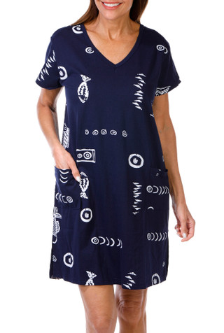Thumbnail 1: In Gear In Gear Womens Short Sleeve Fish Print Swim Coverup 