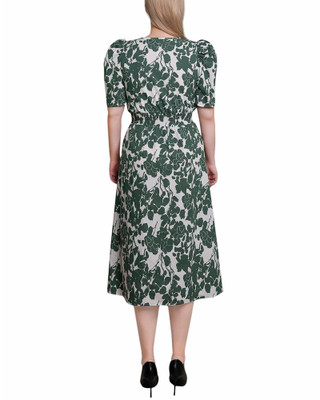 Thumbnail 3: NY COLLECTION Womens Puff Sleeve Floral Poplin Dress 