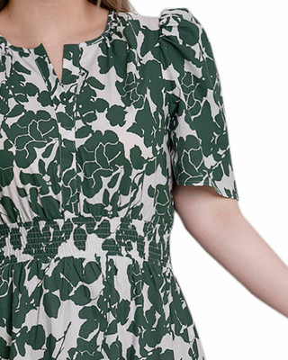 Thumbnail 4: NY COLLECTION Womens Puff Sleeve Floral Poplin Dress 