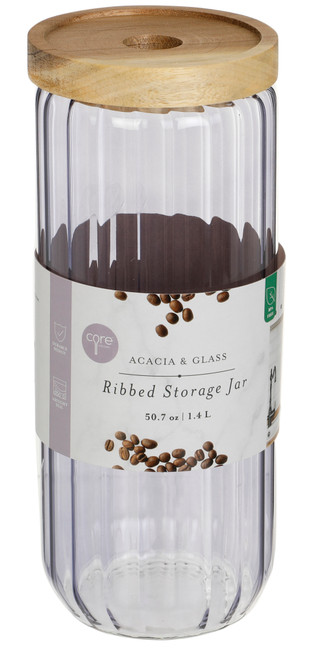 Thumbnail 1: Core Home Core Home 50.7 oz Ribbed Glass Canister 