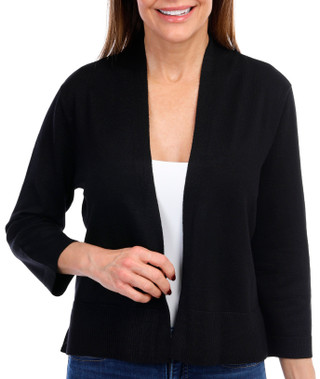 Thumbnail 2: Nina Leonard Nina Leonard Womens Solid Long Sleeve Shrug 