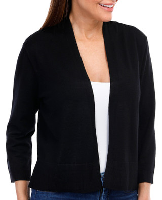 Thumbnail 4: Nina Leonard Nina Leonard Womens Solid Long Sleeve Shrug 