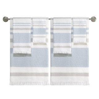 Thumbnail 3: IZOD Izod Clubhouse Blue Stripe Hammam 2 Pc. Fingertip Towel Set 