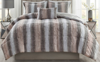 Thumbnail 4: Madison Park Madison Park Zuri 4 Pc Faux Fur Comforter Set 