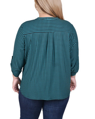Thumbnail 2: NY COLLECTION NY Collections Plus Long Tab-Sleeve Top With Pockets 