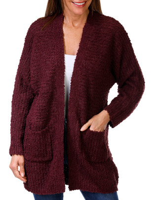 Thumbnail 1: Bobeau Bobeau Womens Solid Popcorn Cardigan 