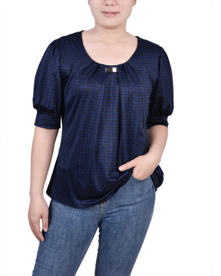 Thumbnail 1: NY COLLECTION NY Collection Petite Short Sleeve Balloon Sleeve Top 