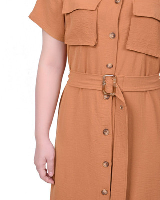 Thumbnail 4: NY COLLECTION NY Collection Petite Short Sleeve Belted Shirtdress 